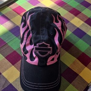 Harley-Davidson Black Cap with Pink Flames